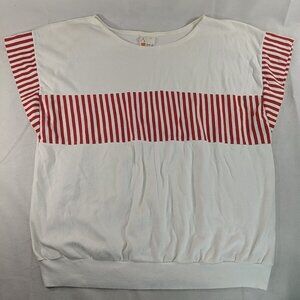 Ace of Hearts Cedar Vintage Shirt Red White Stripes T-Shirt Short Sleeve 40 M